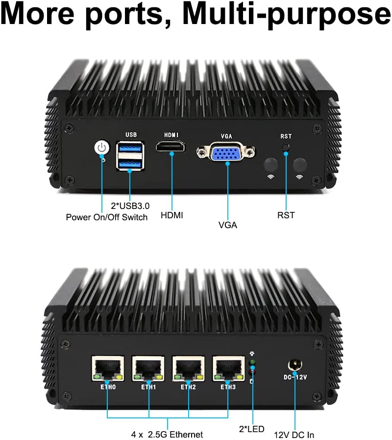 MOGINSOK 4X 2.5GbE Intel I225-V Ethernet Firewall Appliance Mini PC, I